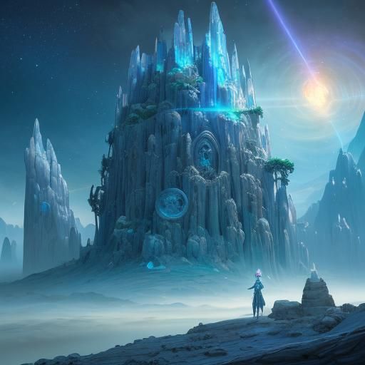 Aya Larer in Mystical Landscape, Fantasy Art