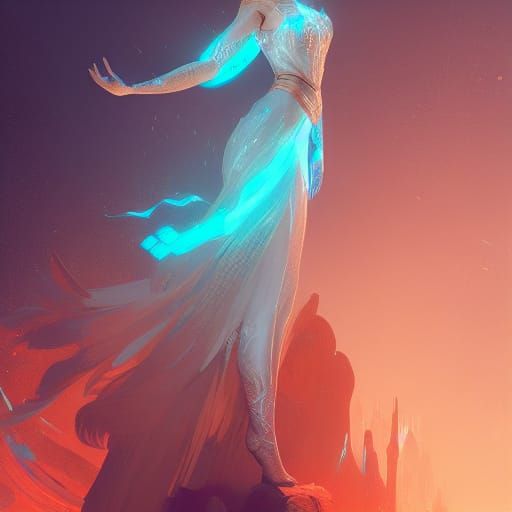 Elsa Concept Art in the Style of Alphonse Mucha