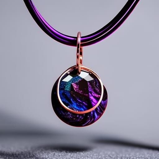 Ethereal rose gold necklace with purple holographic marble p...