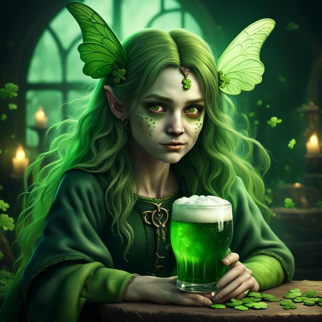 St. Patrick's Day Fairy with Green Beer