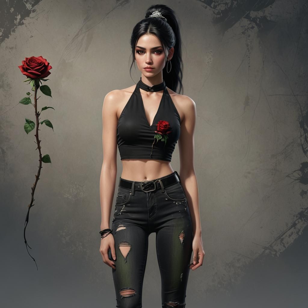 Girl with Crystal Rose: Fantasy Concept Art