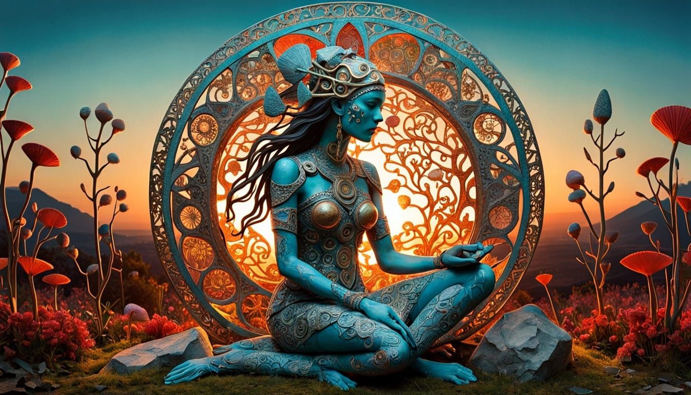 Surreal Fragmented Sculpture in Vibrant, Golden Aesthetic