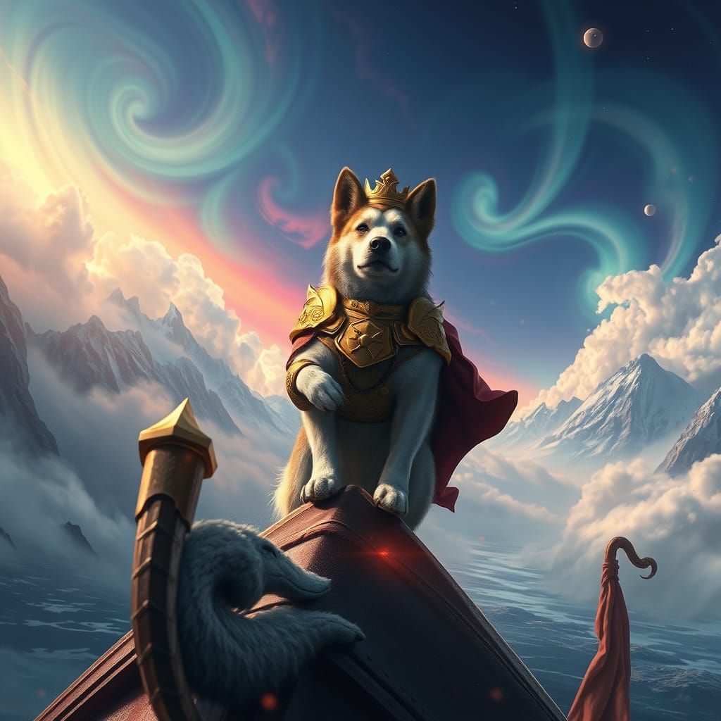 Majestic Dog Captain on Ancient Vessel