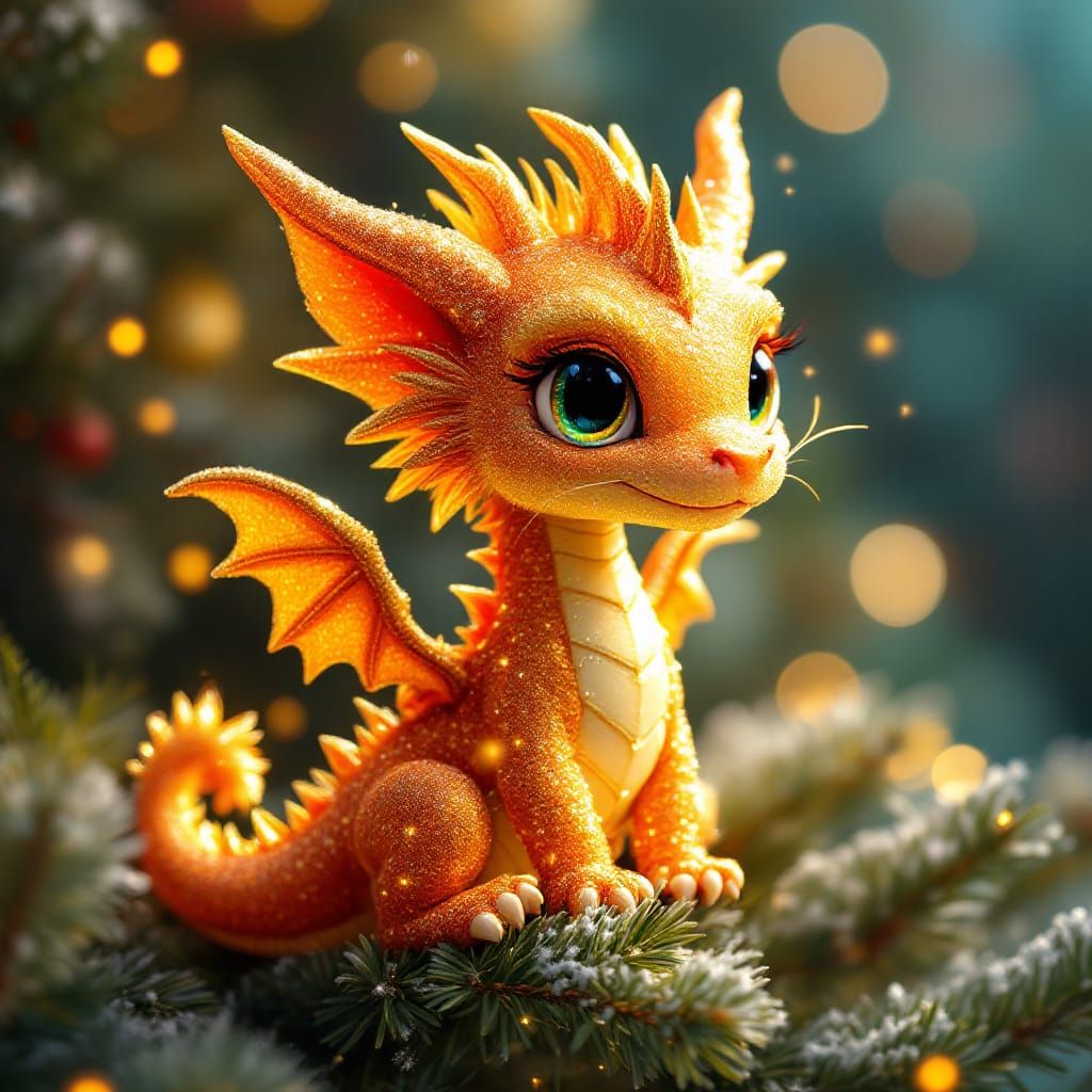 Glittering Dragon in Christmas Tree