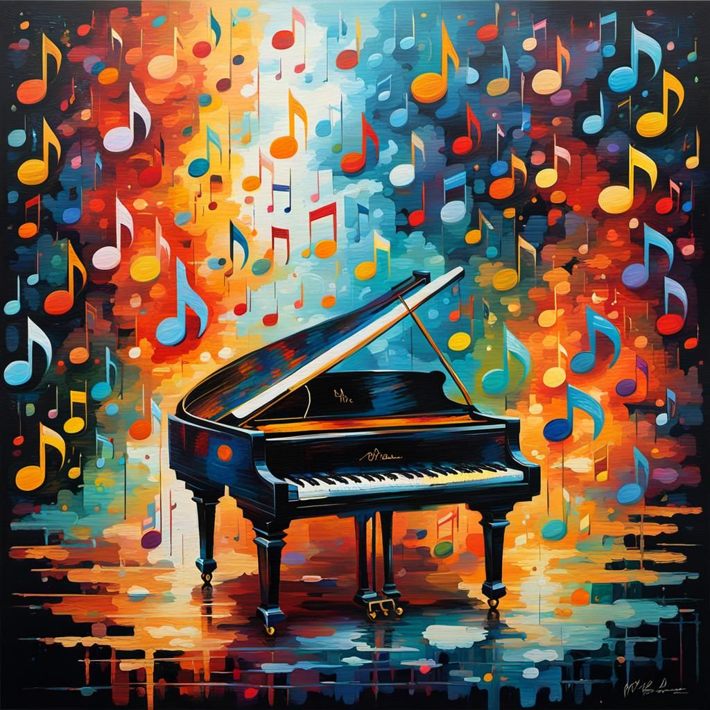 Colorful Music Notes in Neo-Impressionist Style
