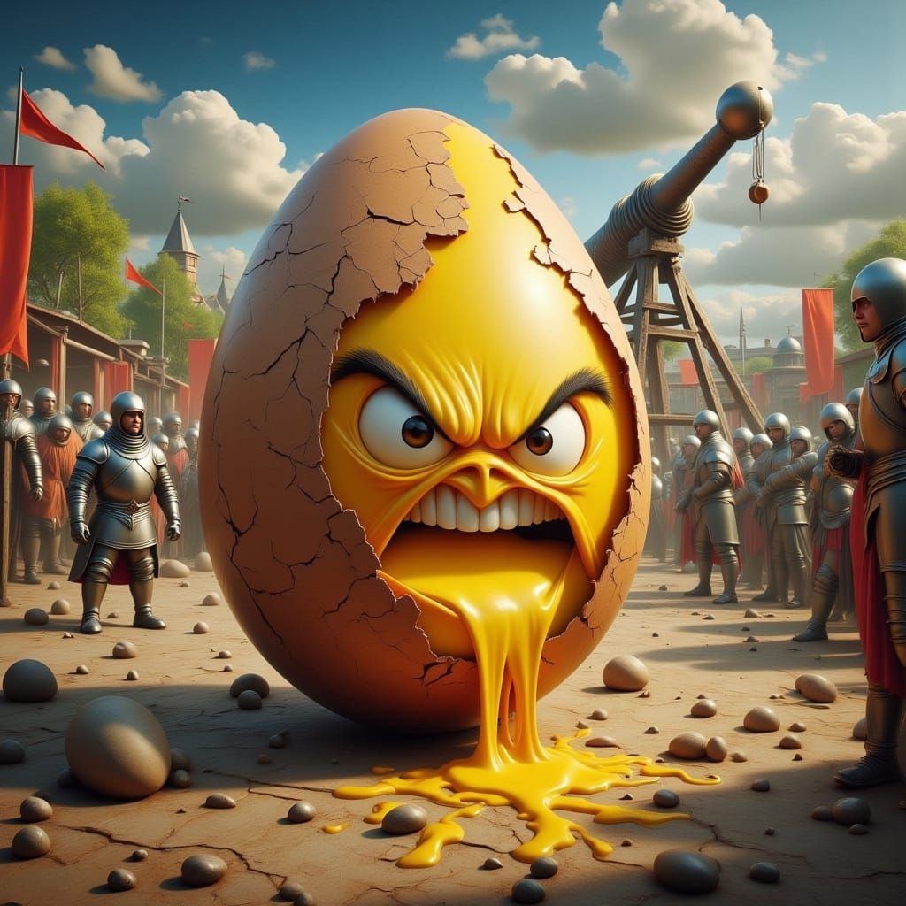 Medieval Fantasy: Enraged Egg Dominates Vibrant Theme Park