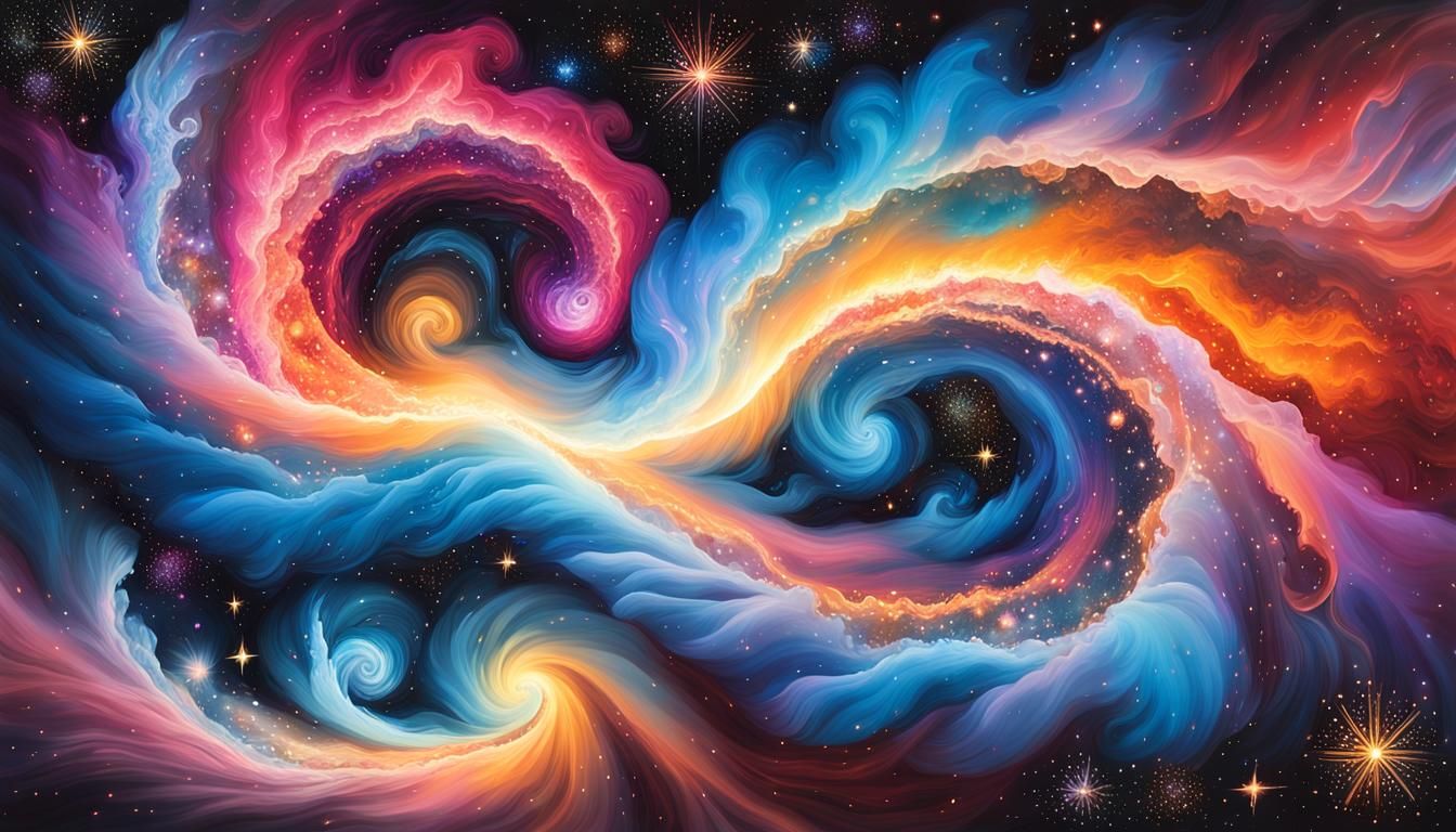 Majestic Helix of Protostars in Ultraviolet and Gold Hues