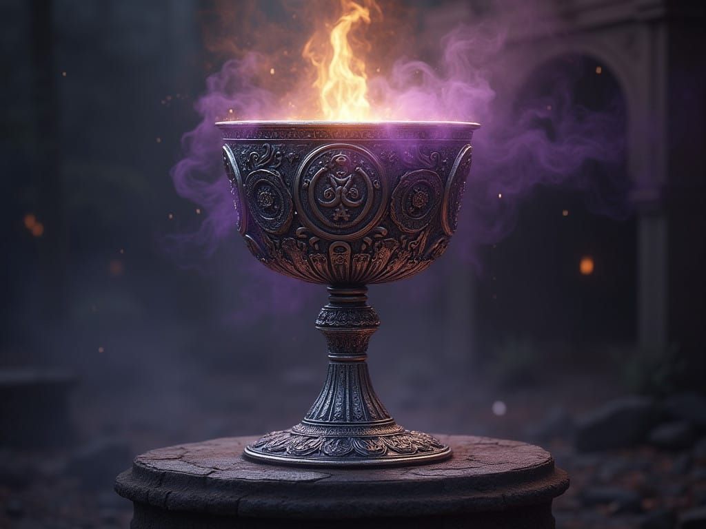 Ethereal Silver Fantasy Cup in Dark Atmosphere