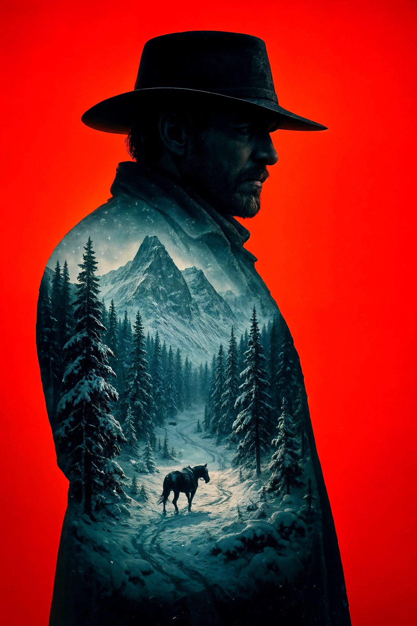 Winter Frontier Double Exposure Silhouette