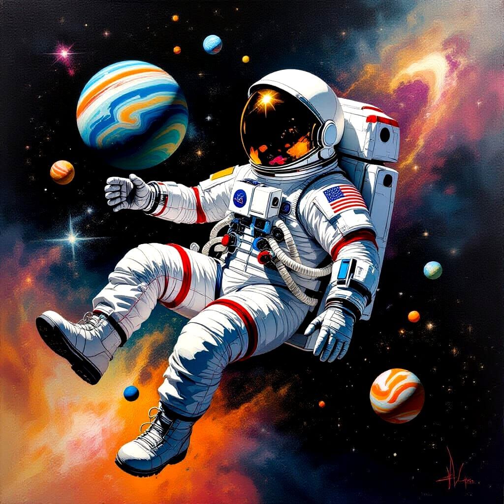 Astronaut Adrift in Pop Art Chaos
