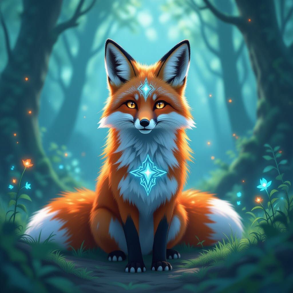 Mystical Fox with Kingdom Hearts Decal Fur in Ethereal Fores...