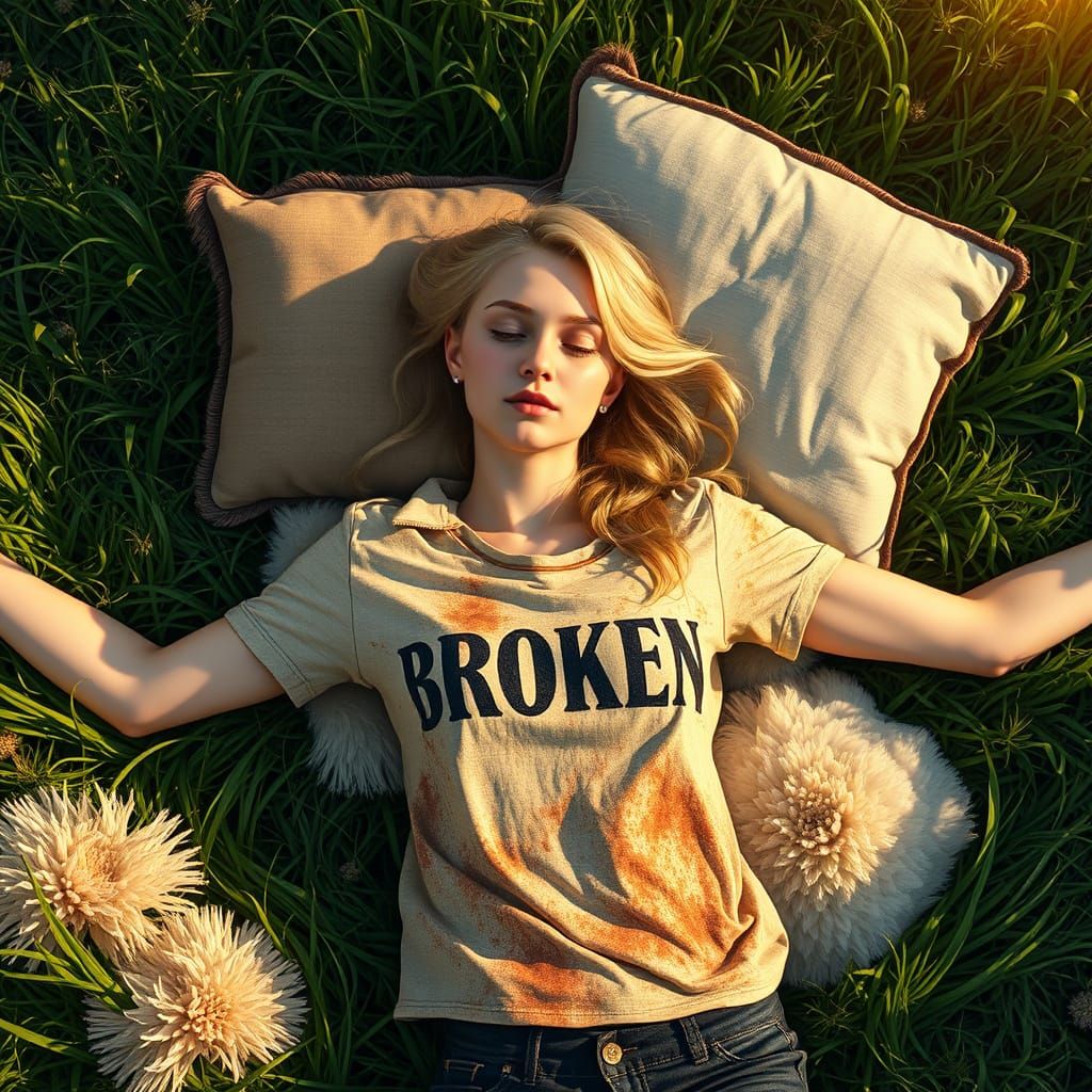 Serene Blonde Woman in Elegant, Whimsical Art Nouveau Style