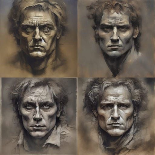 Chiaroscuro Achilles in Ancient Roman Style with Sunbeam Eff...