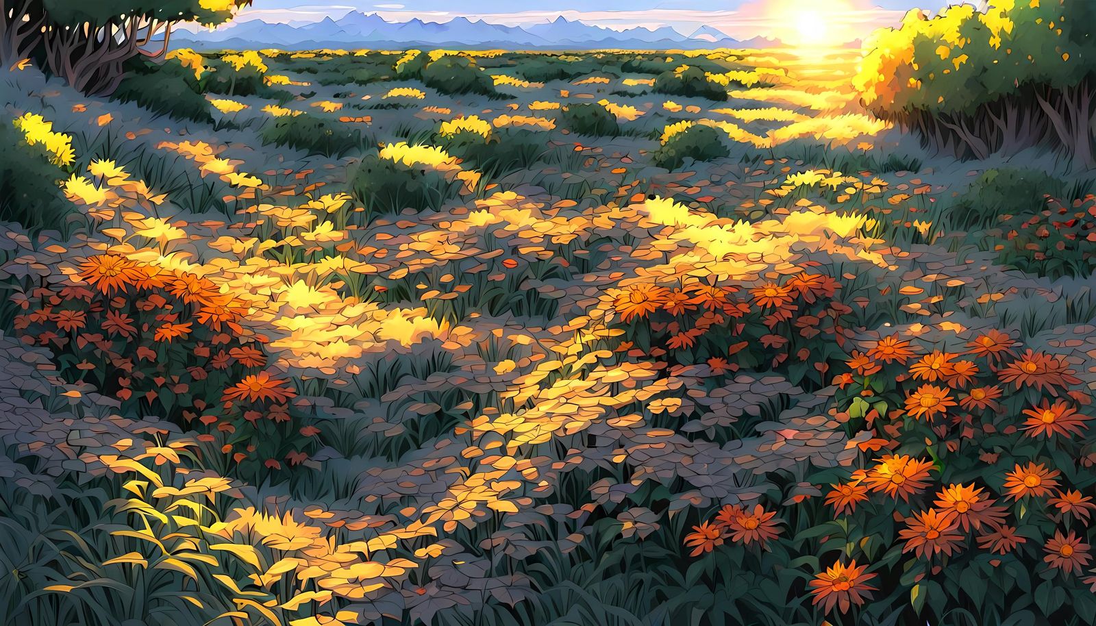 Summer Morning Landscape in Anime Style