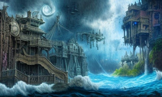 Beautiful 3D Waterworld Fantasy Painting in 4K HDR