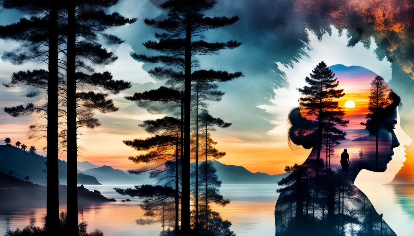 Goddess Silhouette Merged with Sunset Coast