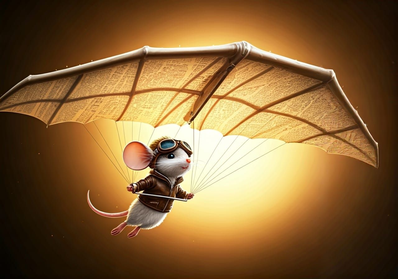 Mouse Aviator Soaring on Newspaper Wings
