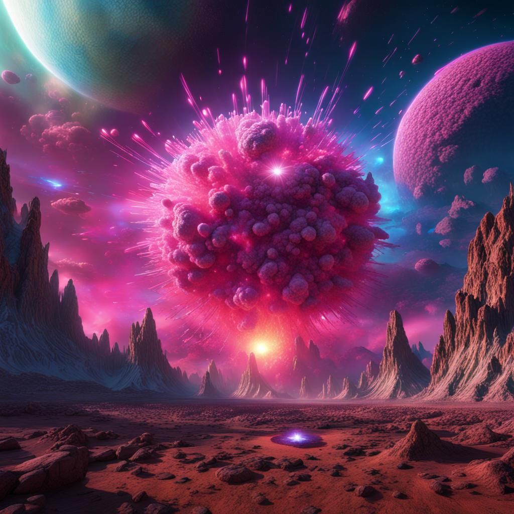 Gamma Ray Explosion on Distant Planet, Detailed Matte Painti...