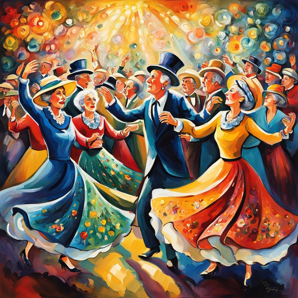 Dancing Seniors in Expressionist Style