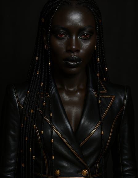 Stunning Woman with Metallic Makeup in Cyberpunk Style