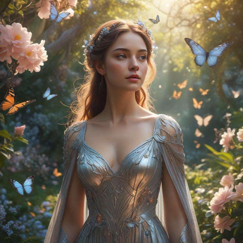 Ethereal Goddess in Whimsical Realism Style