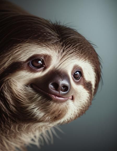 Hyperrealistic Sloth Portrait in Pastel Colors