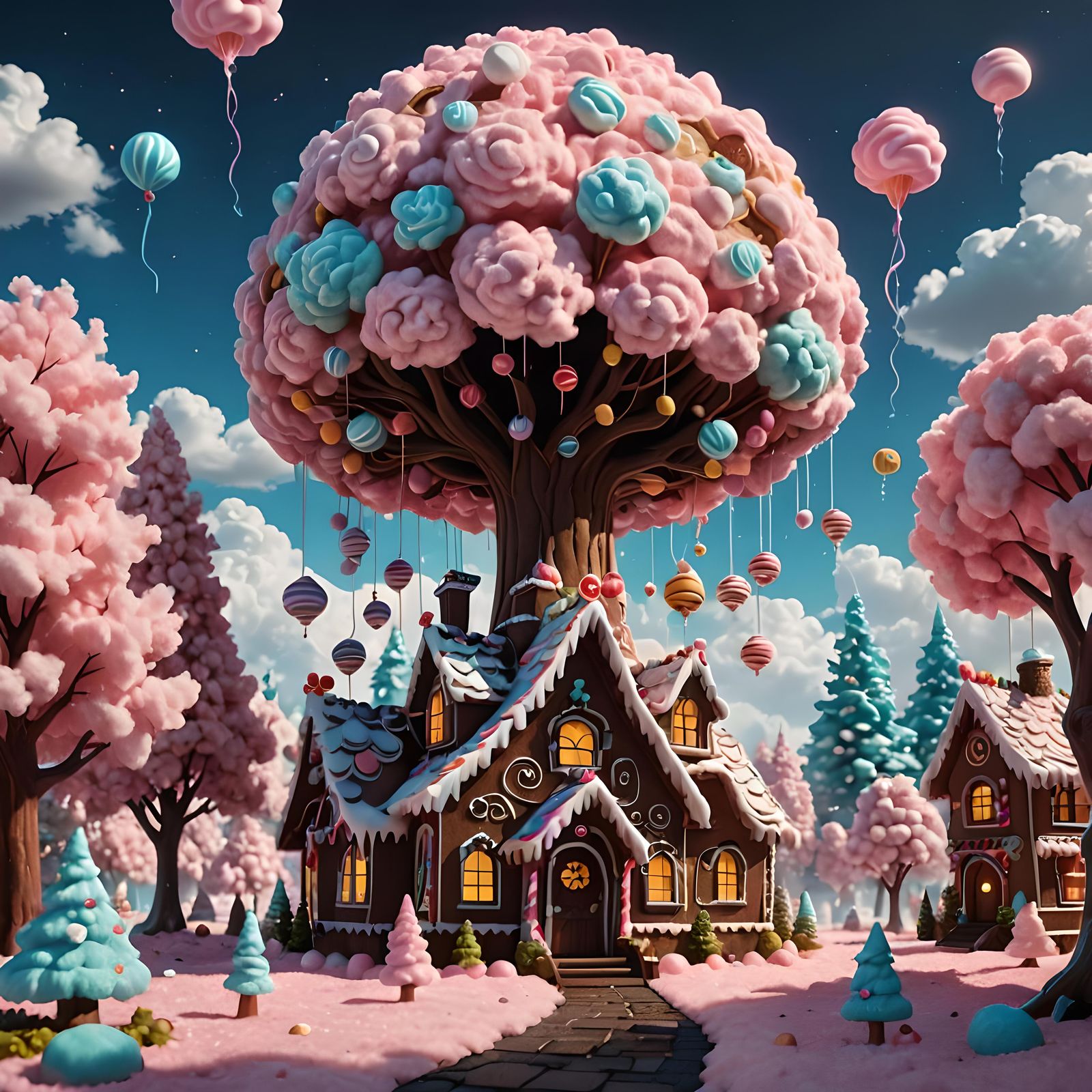 Gingerbread Man in Candy Land: Detailed Matte Painting