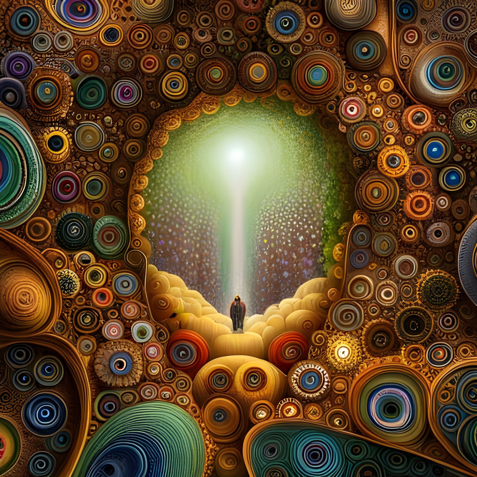 Phoenix and Owl Babies in Fractal Gardens