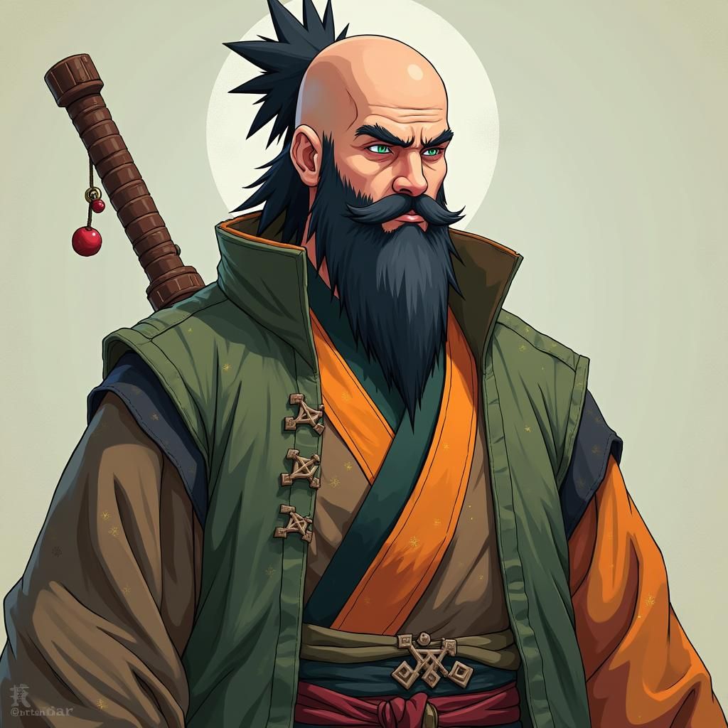 Bearded Ninja of Konoha: 3D Anime Art