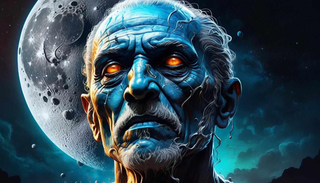 Lunar Ancestor: Hyperrealistic Splash Art Concept