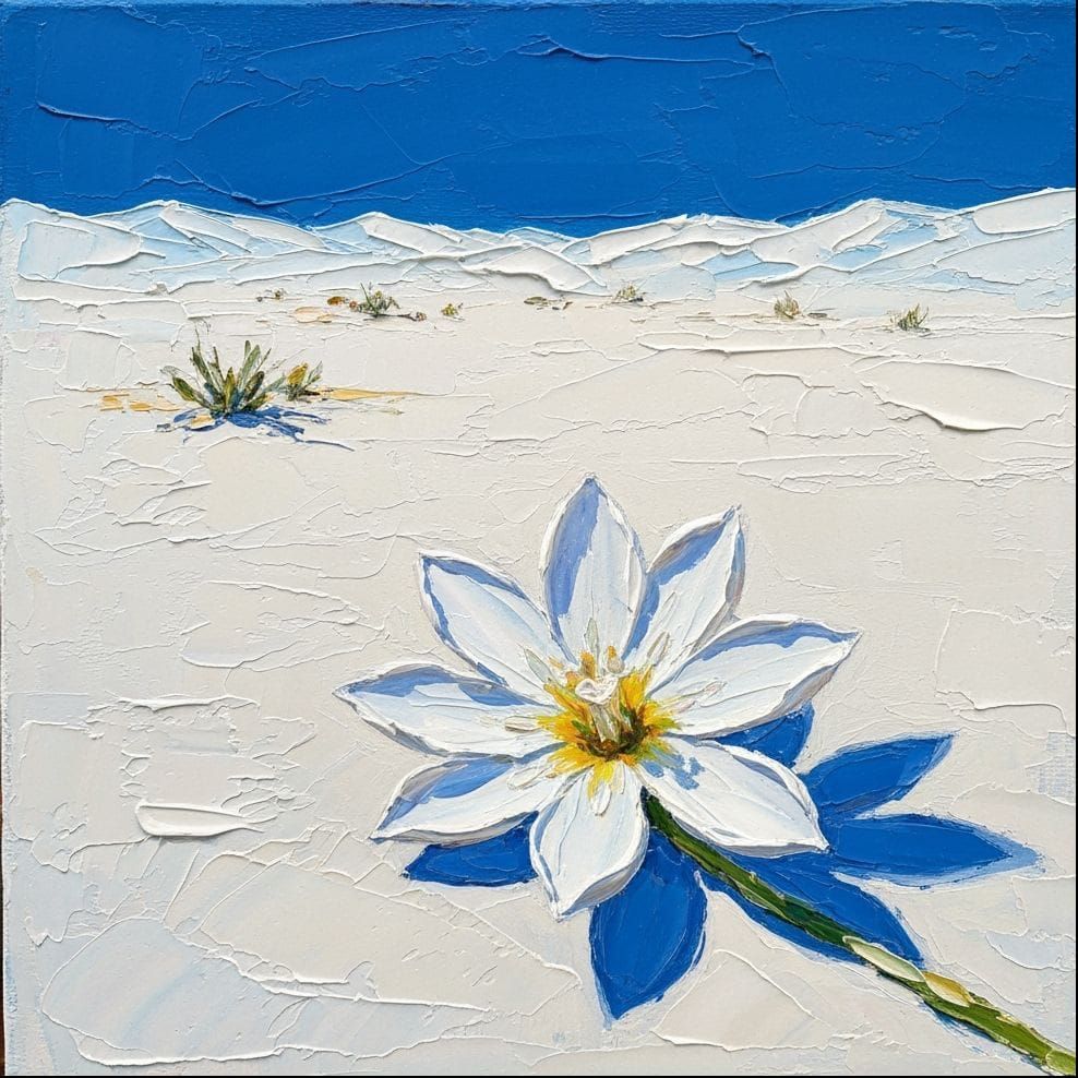 Desert Flower: Impasto Oil Painting in Post-Impressionism