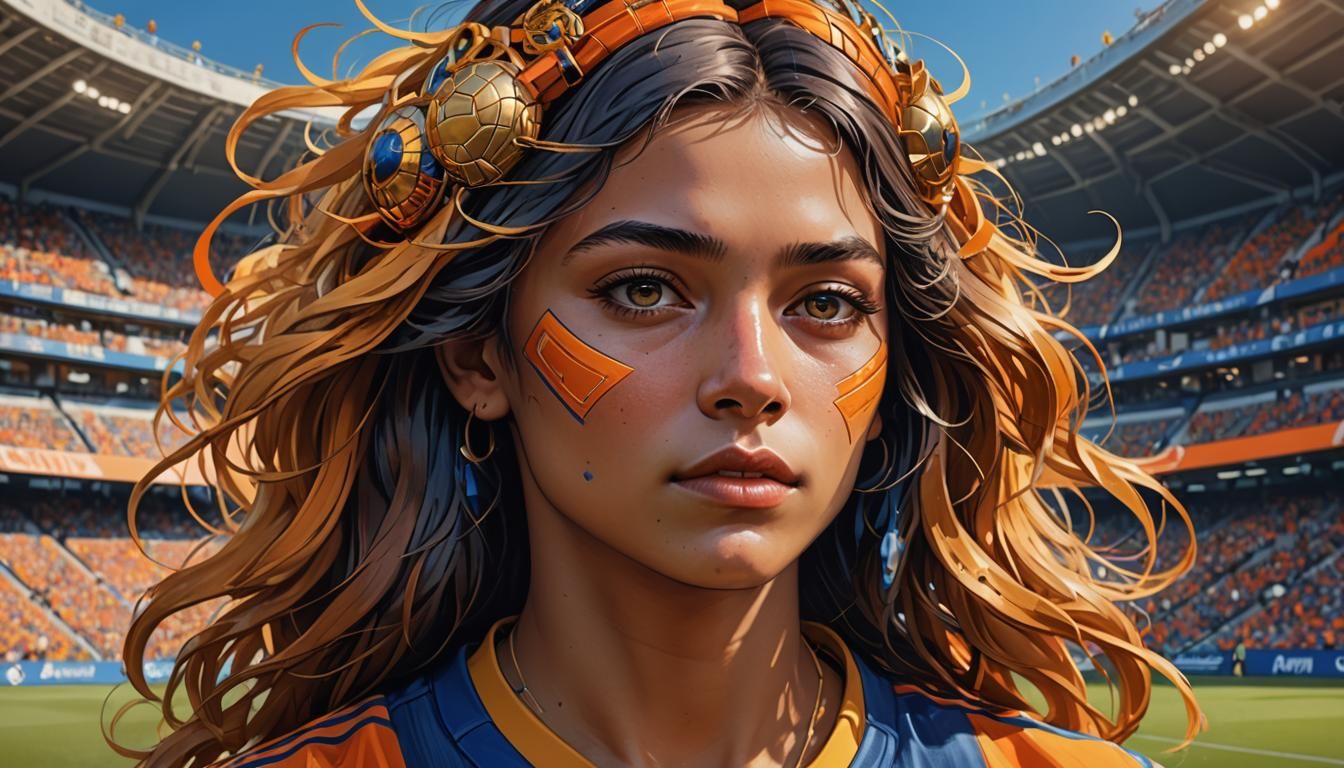 Soccer Player Portrait in Alphonse Mucha Style