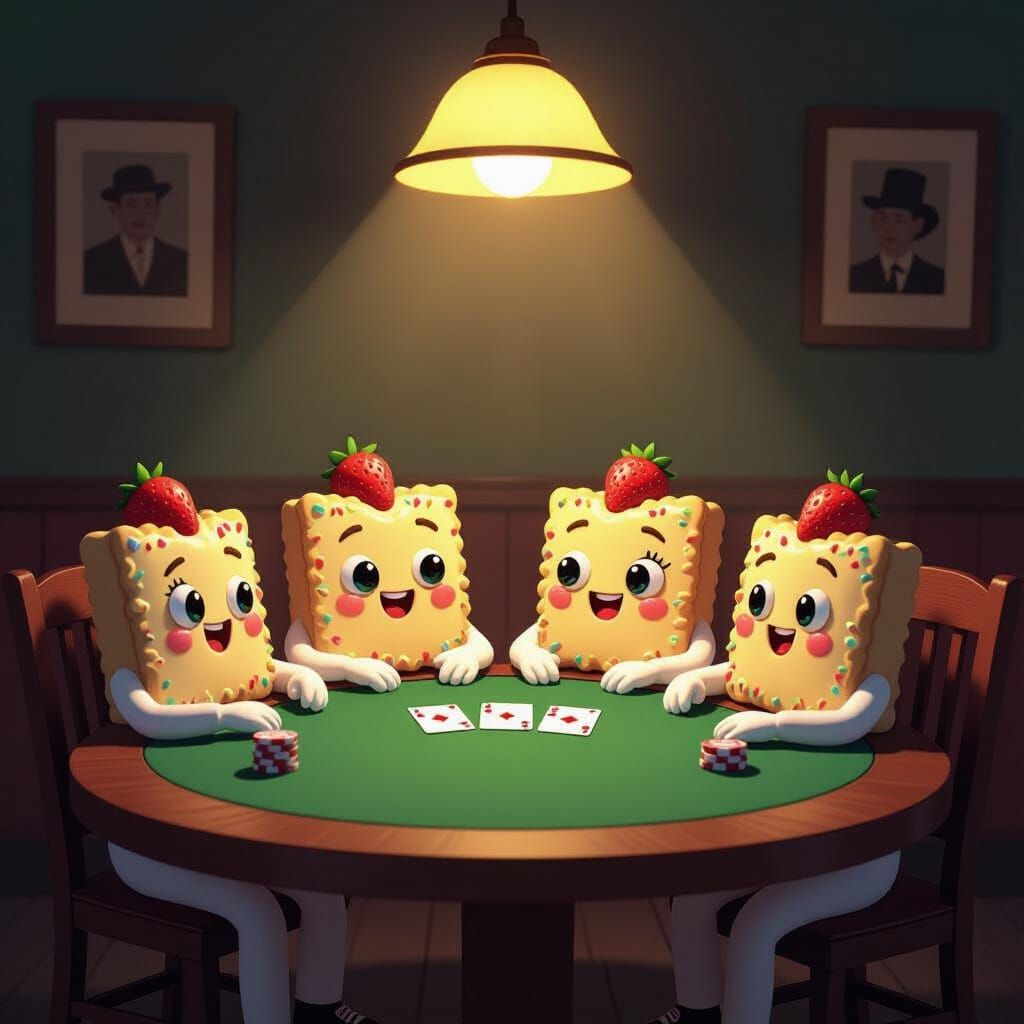 Pop Tarts Play Poker in Retro Cartoon Style