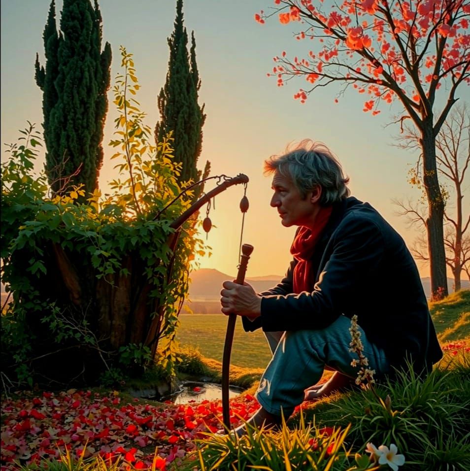 Etched Sketch of Witch Watching a Match