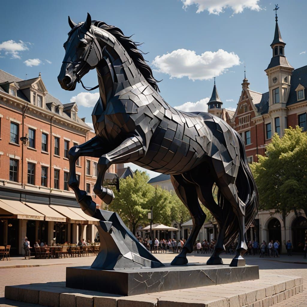 Abstract Horse Sculpture in Town Square