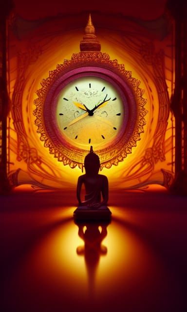 Radiant Buddha Clock Merge in Watercolor Style