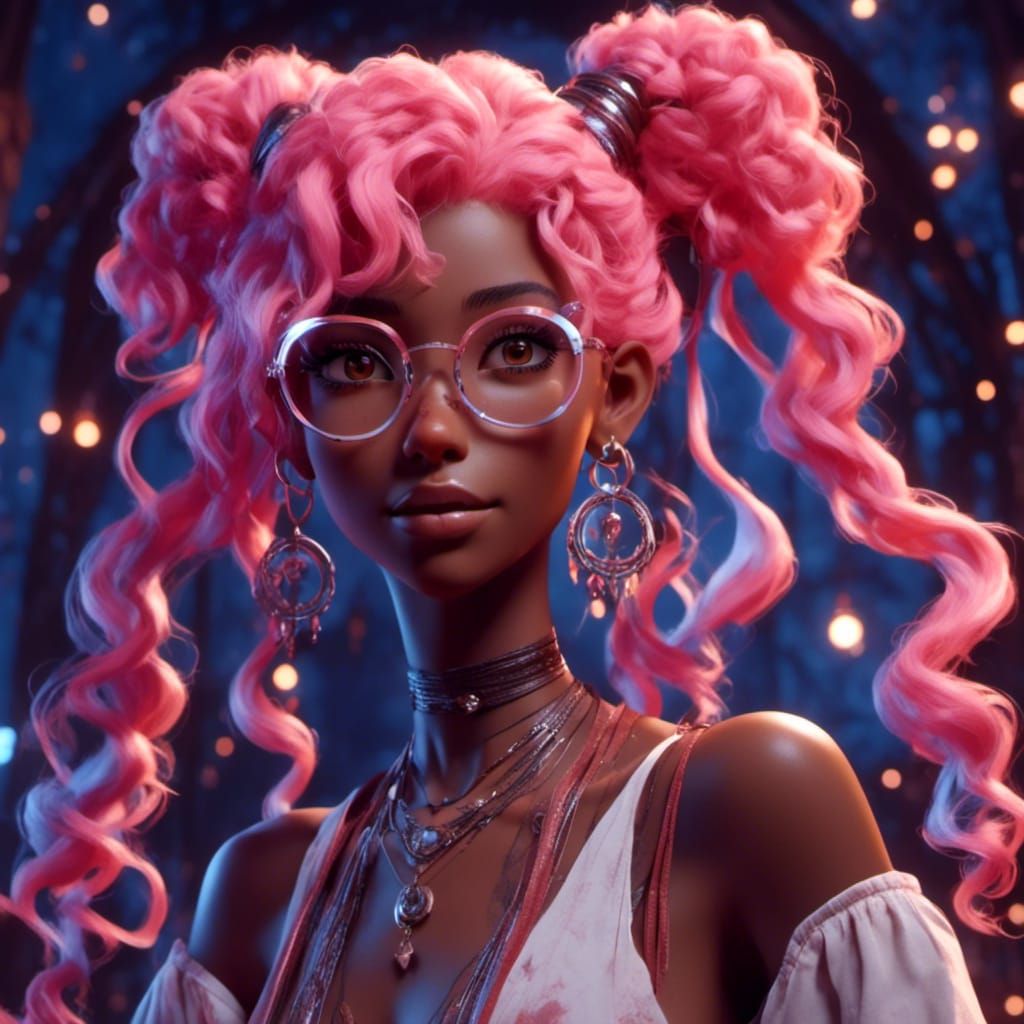 Elegant Anime Scientist in Cel-Shaded Style