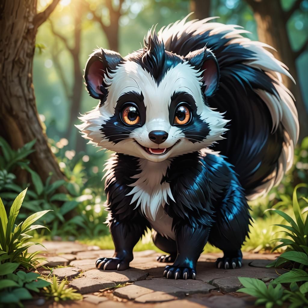 Chibi Skunk Portrait in Anime Style