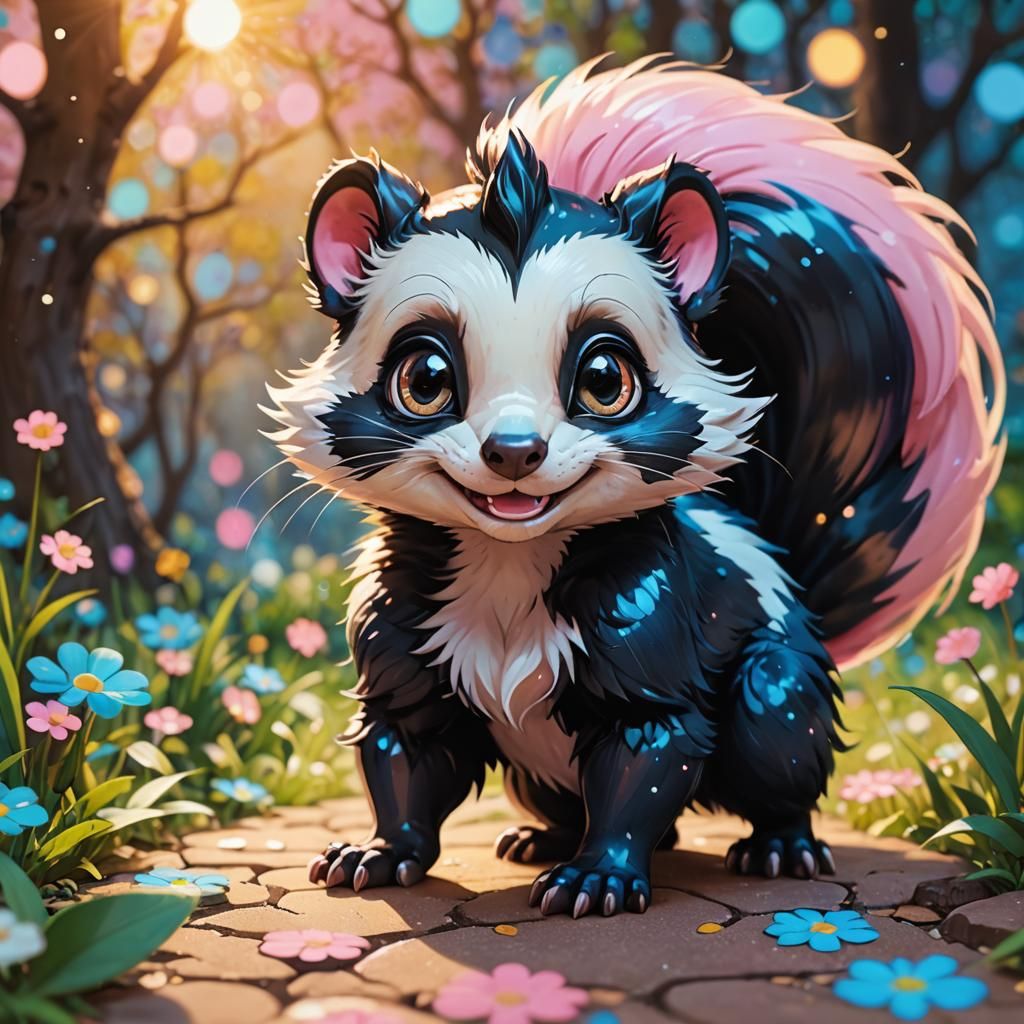Mischievous Chibi Skunk Portrait in Manga Style