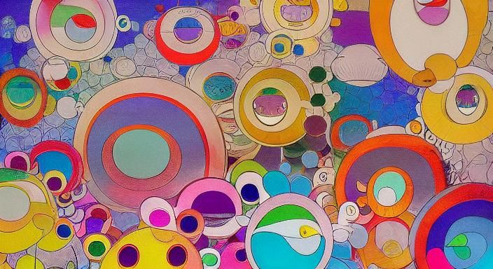 Surreal Planet with Kaleidoscopic Garden in Abstract Style