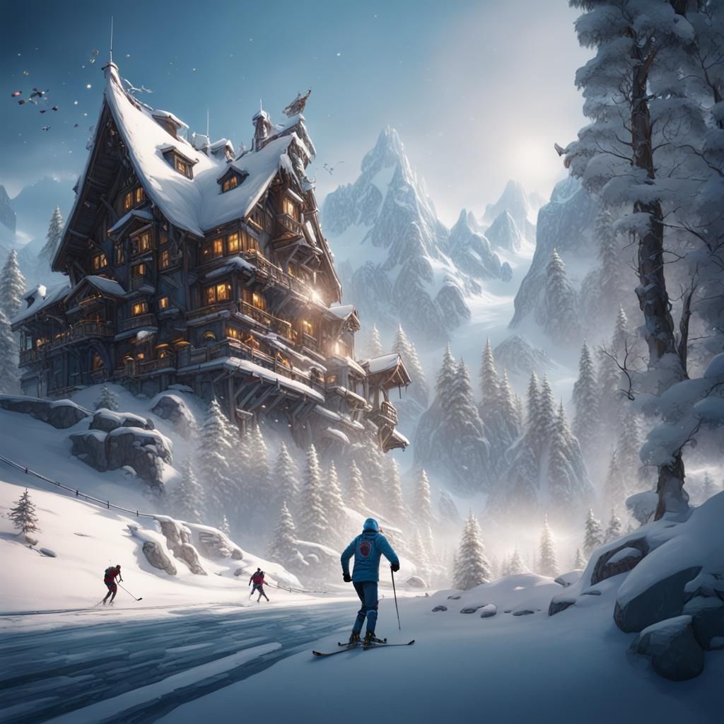 Fantastical Winter Sports Concept Art in Deep Color