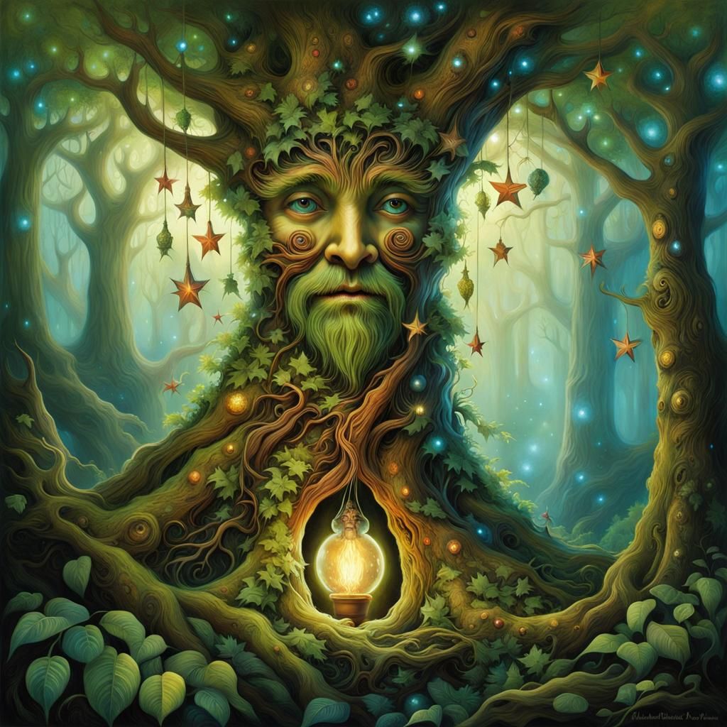 Mystical Tree Spirit in Forest: Jansson, Monge, Brooks Style