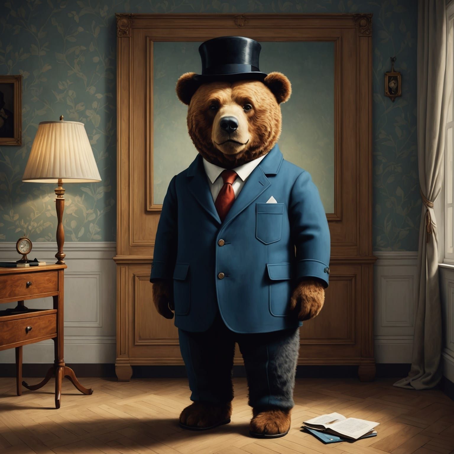 Brave Bear in Hyperrealistic Surrealism