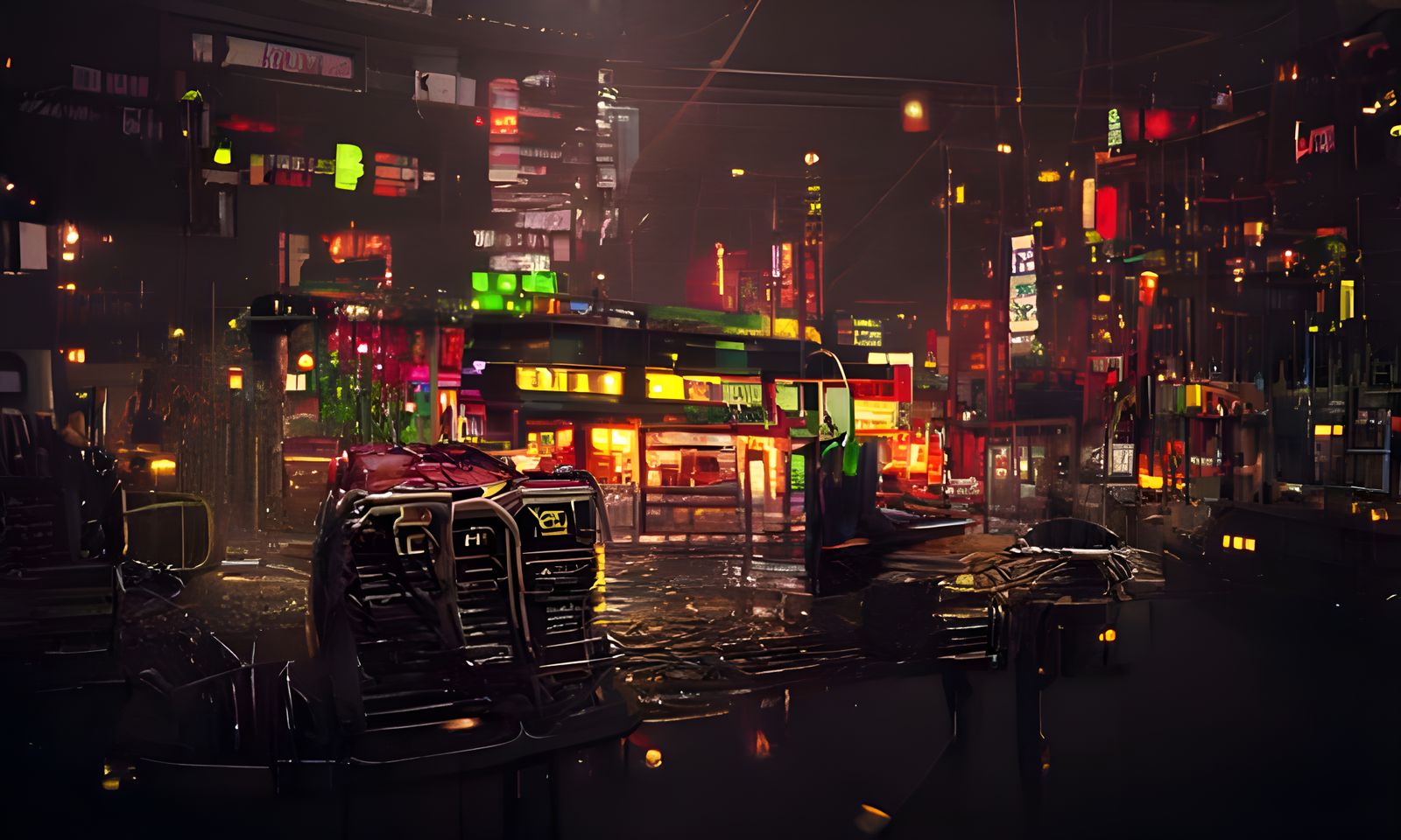 Cyberpunk City at Night in Macro Photography