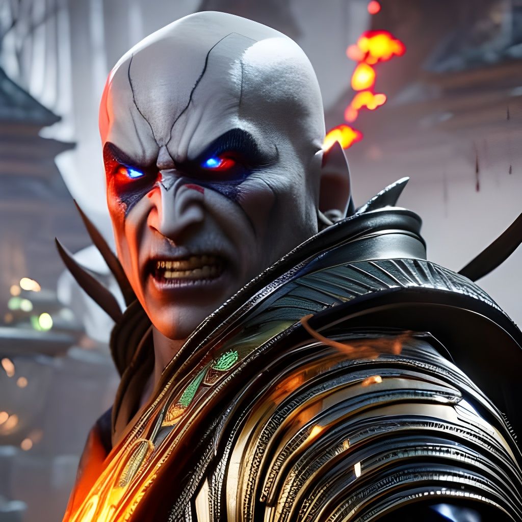 Quan Chi Portrait with Fire and Smoke