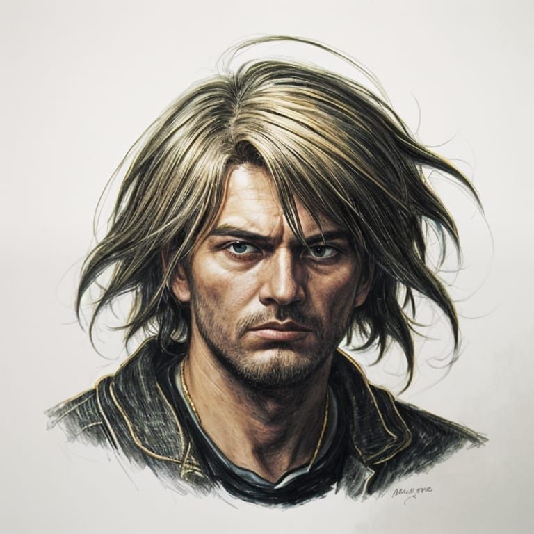 A Gruff Man Threatens with a Club in a Gritty, Hyperdetailed...