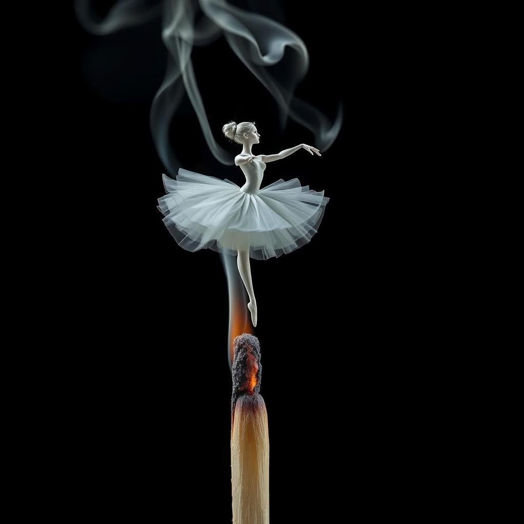 Ethereal Smoke Ballerina Dances Atop Matchstick