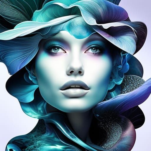 Shimmering Black Rose with Fluid Fractal Details