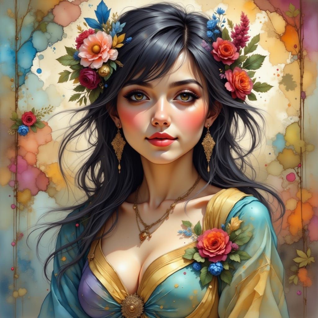 Refreshing Alcohol Ink Splash with Painterly Elements