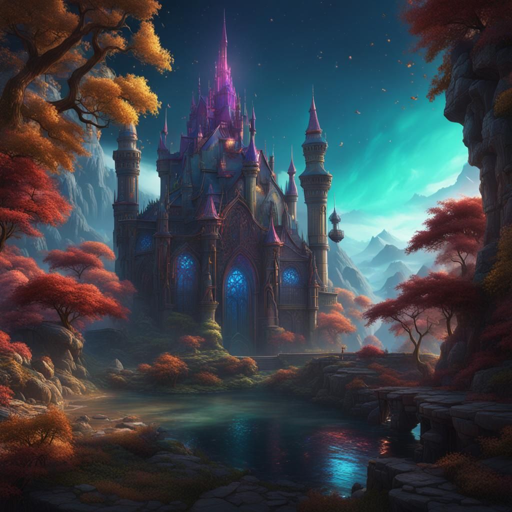 Fantastical Iridescent Matte Painting in Deep Color